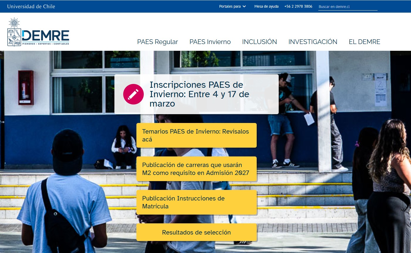 Calendario completo del proceso de admisión universitaria 2026 en Chile